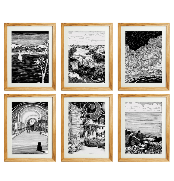 egypt in monochrome set of 6