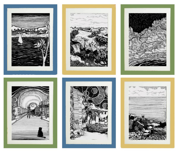 egypt in monochrome set of 6